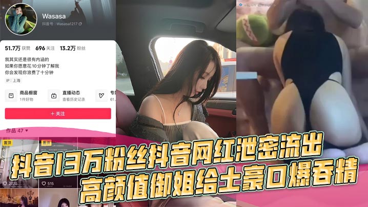 13万粉网红泄密流出！高颜值御姐车上口爆吞精，浴室狂操内射土豪