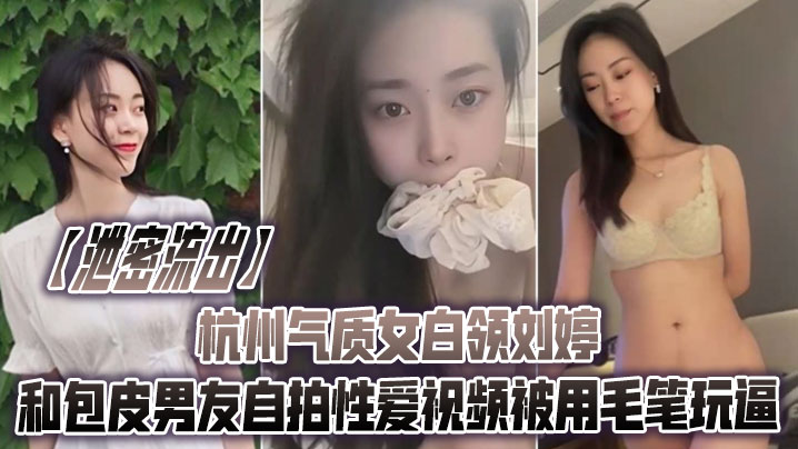 泄密流出！杭州白领刘婷被包皮男友用毛笔狂操骚穴自拍