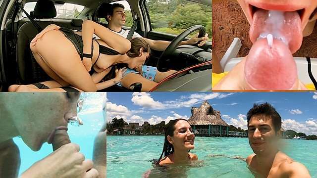【MySweetApple】公路旅行爆操骚女友，野外口交吞精颜射全记录
